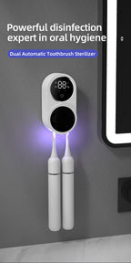 Wall‑Mount No‑Drill Smart Toothbrush Holder with UV Sterilization & Drying